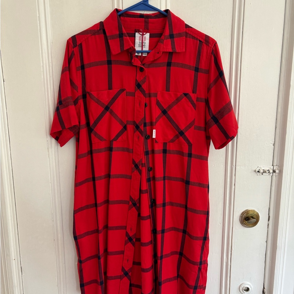 Topo Designs Red Plaid Dress With Pockets